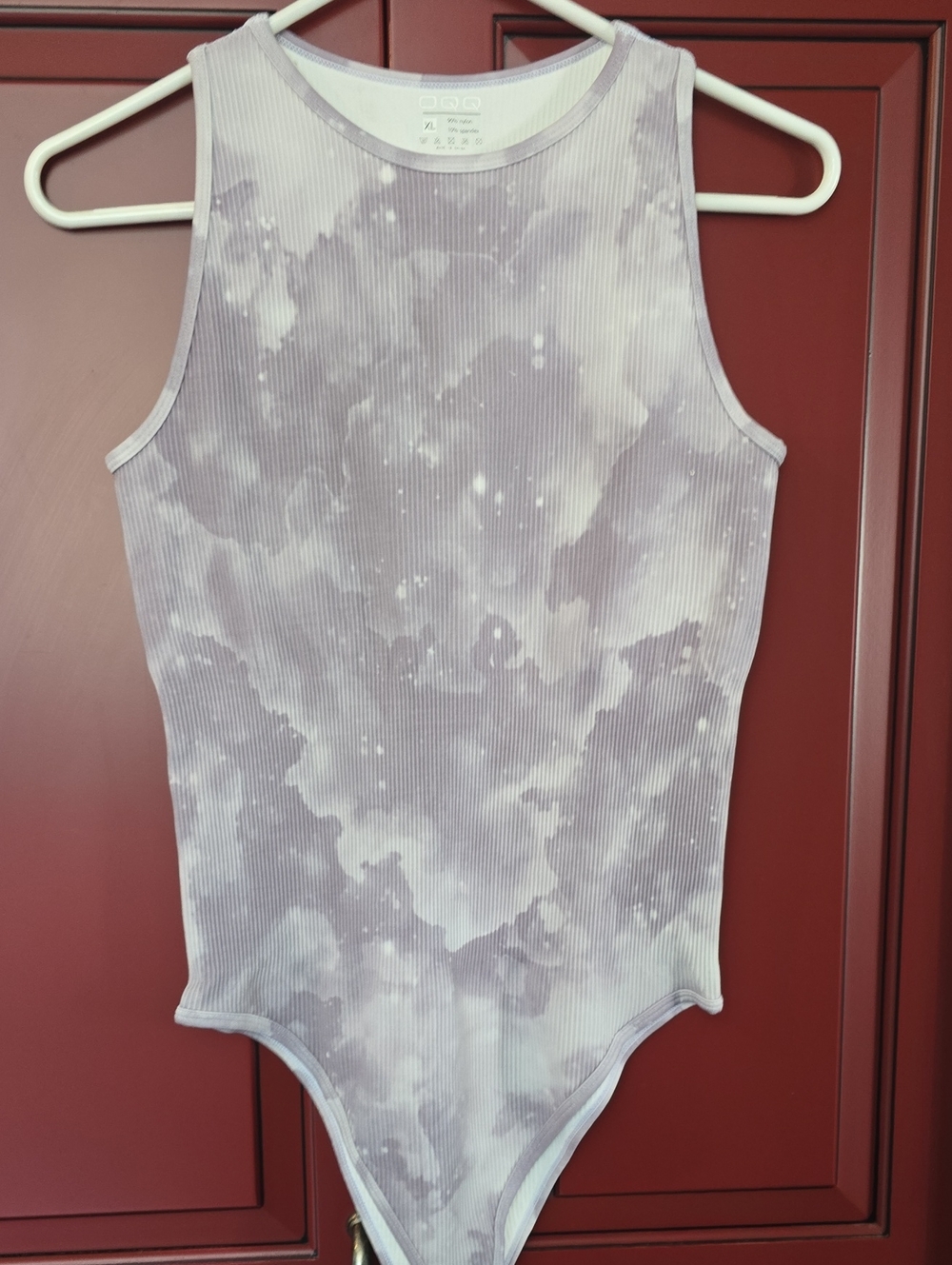 Oqq Lavender Gray Tie-Dye Ribbed One-Piece Bodysuit